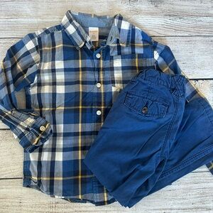 Gymboree Old Navy Outfit Blue Chino Dress Pants Button Down Shirt Boys Size 5 5T
